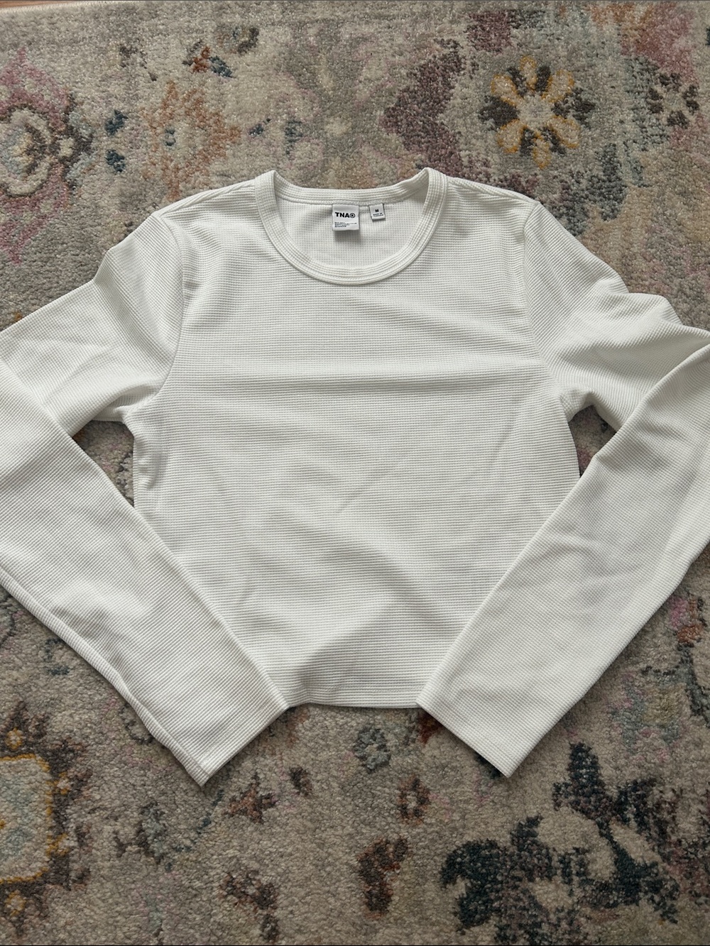 TNA White Long Sleeve Crop Top